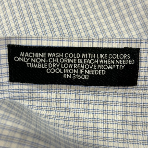 Jos. A. Bank White Blue Plaid Dress Shirt 16.5/33 - Picture 6 of 8